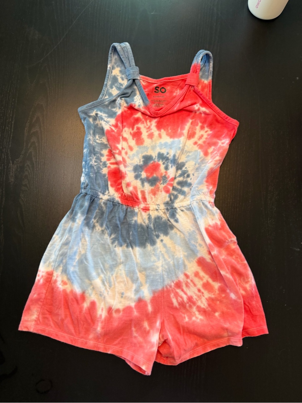SO Girls' Tie-Dye Romper in Red & Blue
